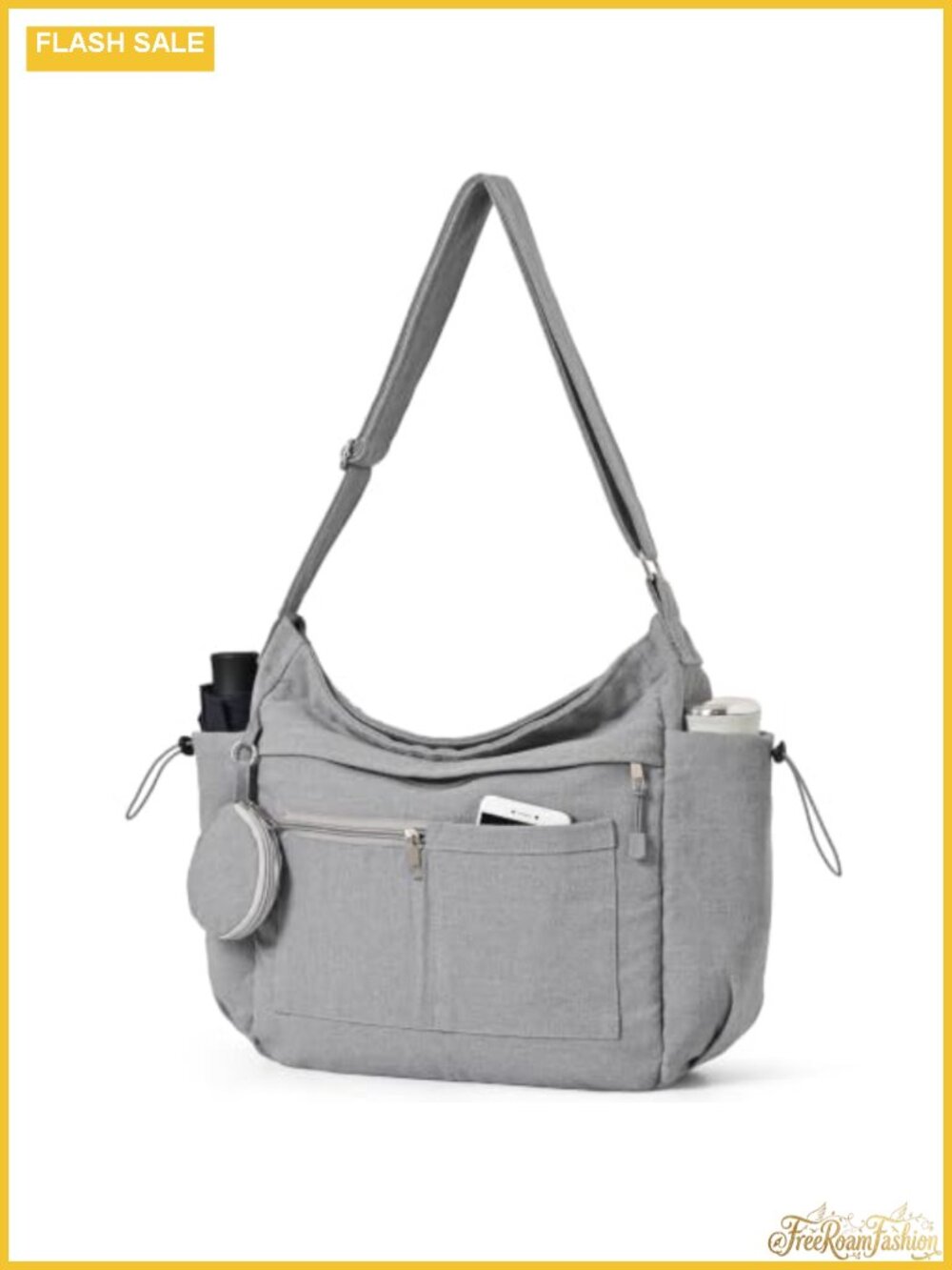 Canvas Hobo Crossbody Tote Bag Set with Coin Pouch Adjustable Strap